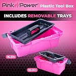 Boîte à outils rose pour femmes - Organisateur de couture, d'art et d'artisanat, petite et grande boîte à outils en plastique avec poignée - Boîte à outils de couture rose - Boîtes à outils mini verrouillables portables (2 pièces)
