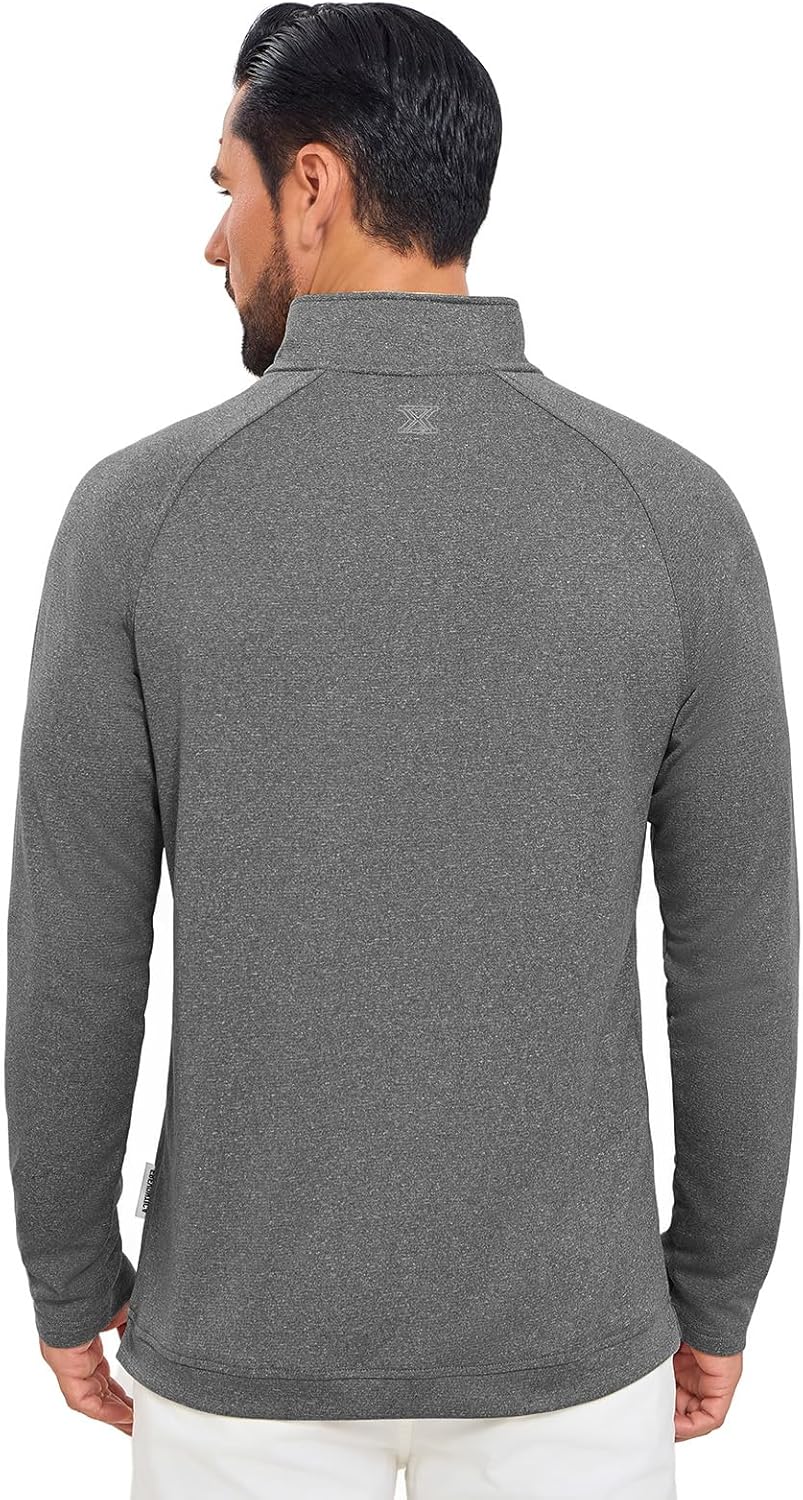 UPF 50+ Performance Polo Shirt for Men, Long Sleeve 1/4 Zip with Brushed Stretch Fabric for Golf Business Casual - Image 2