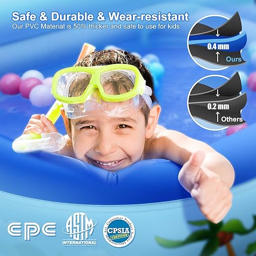 Miniatura 5 de Hamdol Piscina inflable con aspersor piscina infantil de 99 x 72 x 22 pulgadas piscina inflable familiar de tamaño completo piscinas inflables sobre