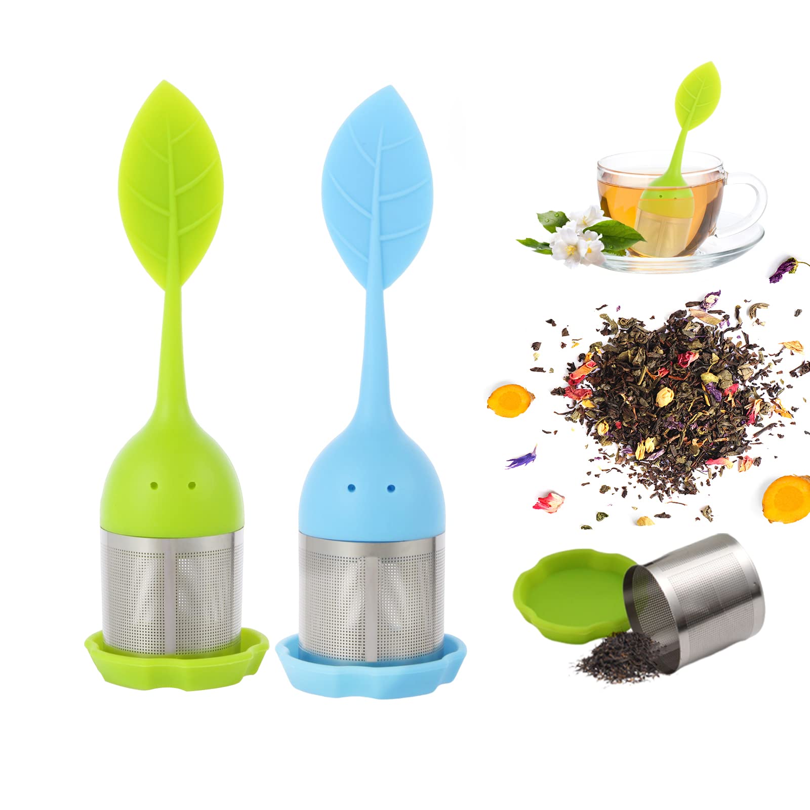 2 Coladores De Té De Acero Inoxidable 304 - Mango Largo 18 Cm, Filtro De 2 Mm, Para Té Suelto Y Especias
