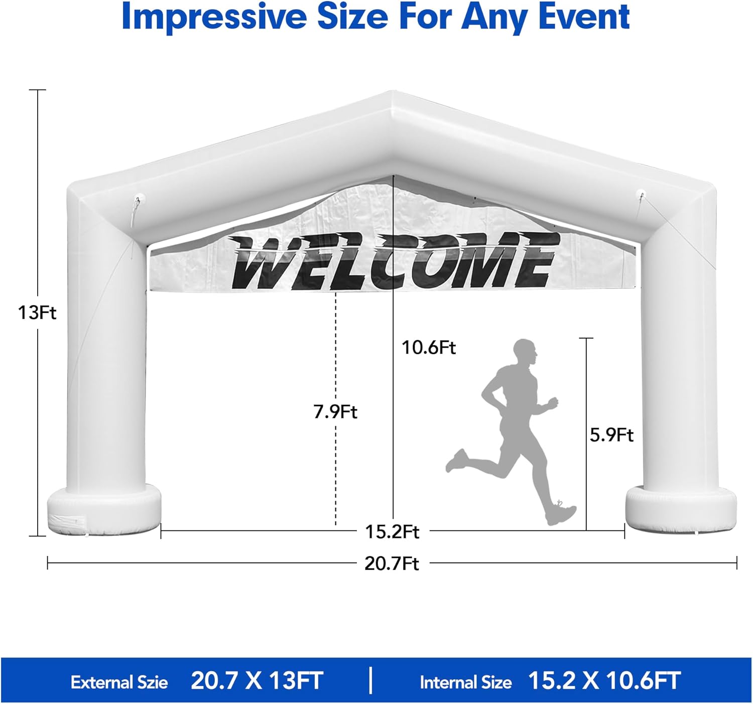 20FT Inflatable Arch with Built-in Blower & 3 Banners, Inflatable Start Finish Line Archway for 5K Races, Marathons, Festivals, Parties & Organized Events – Gable