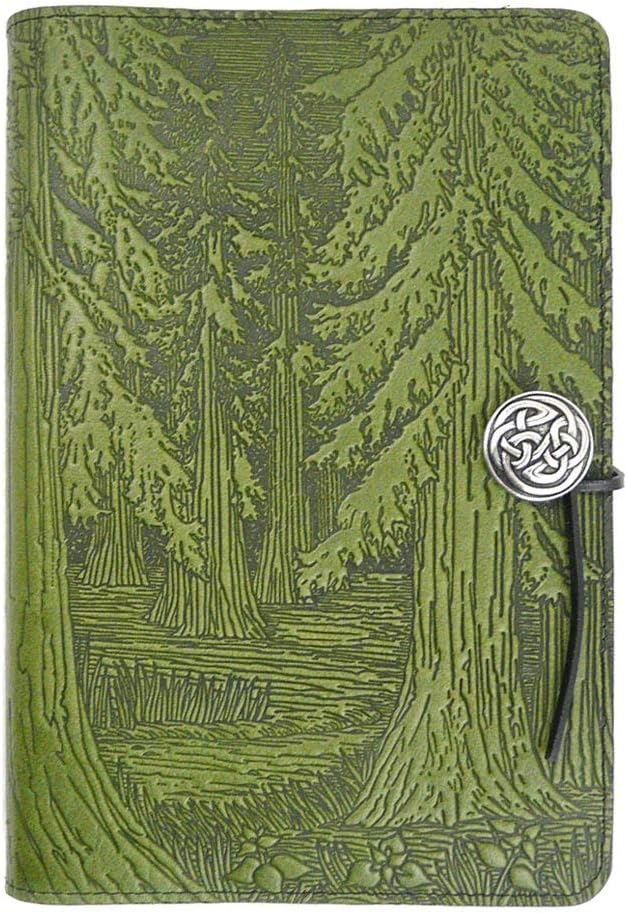 Modern Artisans Evergreen Forest American-Made Embossed Leather A5 Writing Journal Cover, 6 x 9-inch + Refillable Hardbound Insert Book
