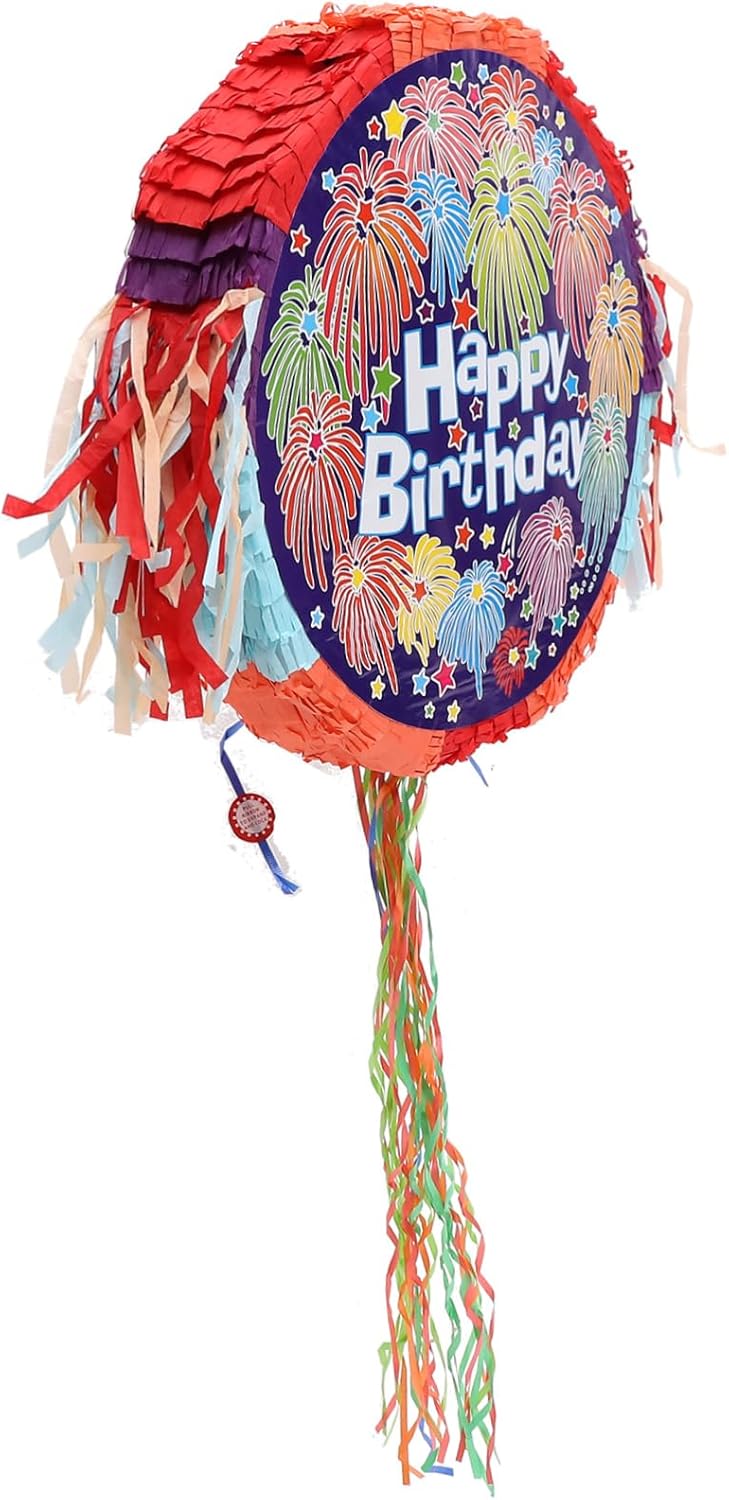 Healifty Birthday Container with Vibrant Colors and Creative Design for Festival Party Celebration Eye Catching Indoor Outdoor Decoration and Fun Candy Filling Pinata Prop