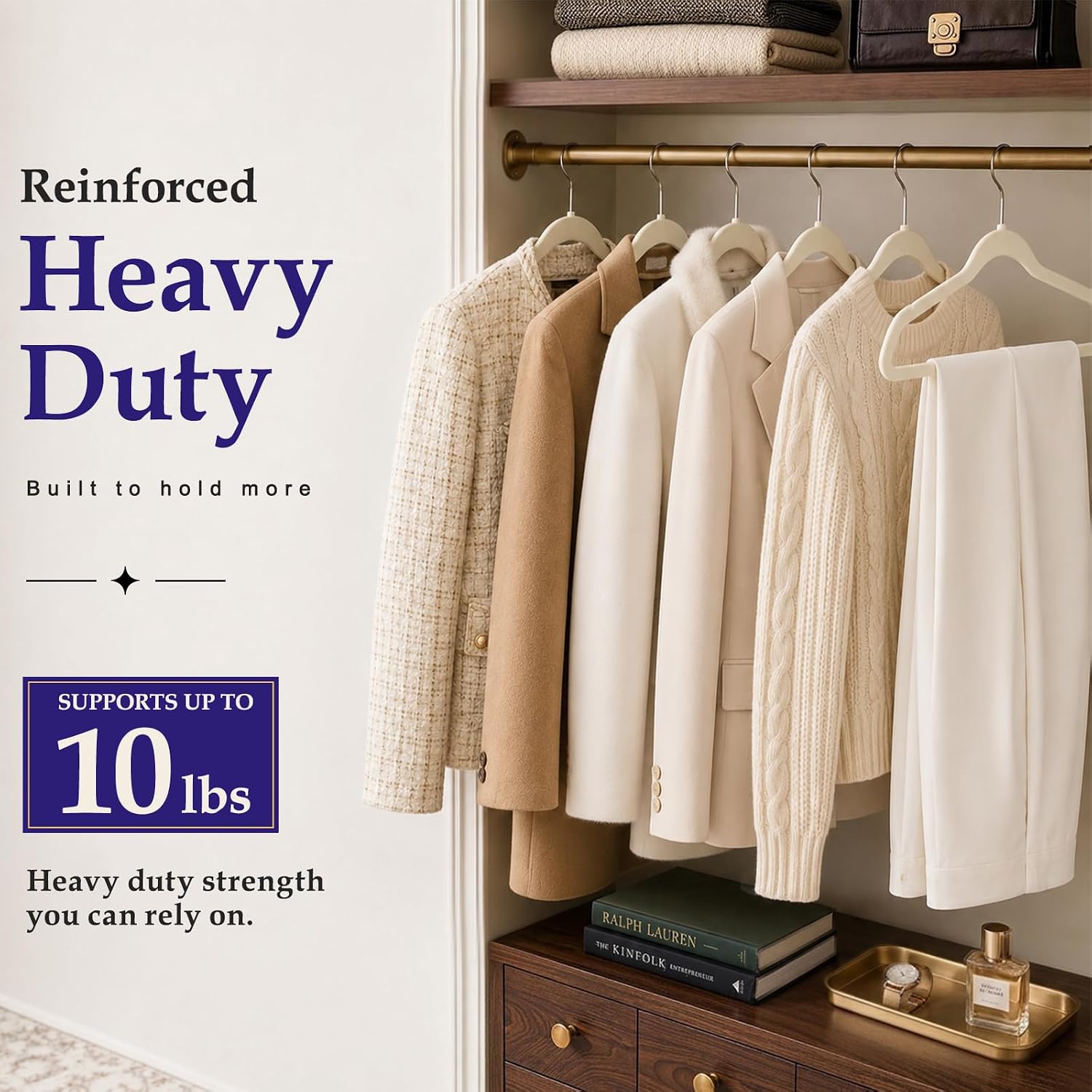 HOUSE DAY Ivory Velvet Hangers 60 Pack, Sturdy Non Slip Hanger No Mark