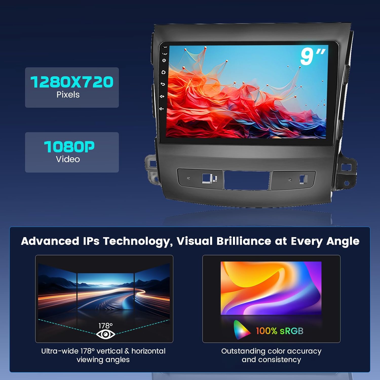 5G WiFi 8 Core 4+64GB Android 15 Car Stereo for Mitsubishi Outlander 2008-2015 Wireless Carplay, 9'' Touch Screen Car Radio with Android Auto, GPS, WiFi, Bluetooth, SWC, Backup Camera, DSP