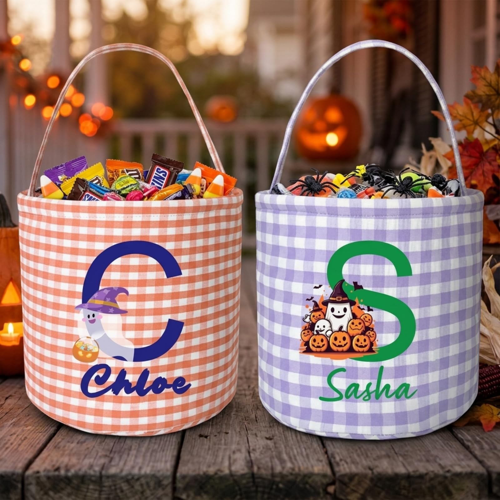 Solarix Personalised Halloween Basket Custom Name Trick Or Treat (Style 4)