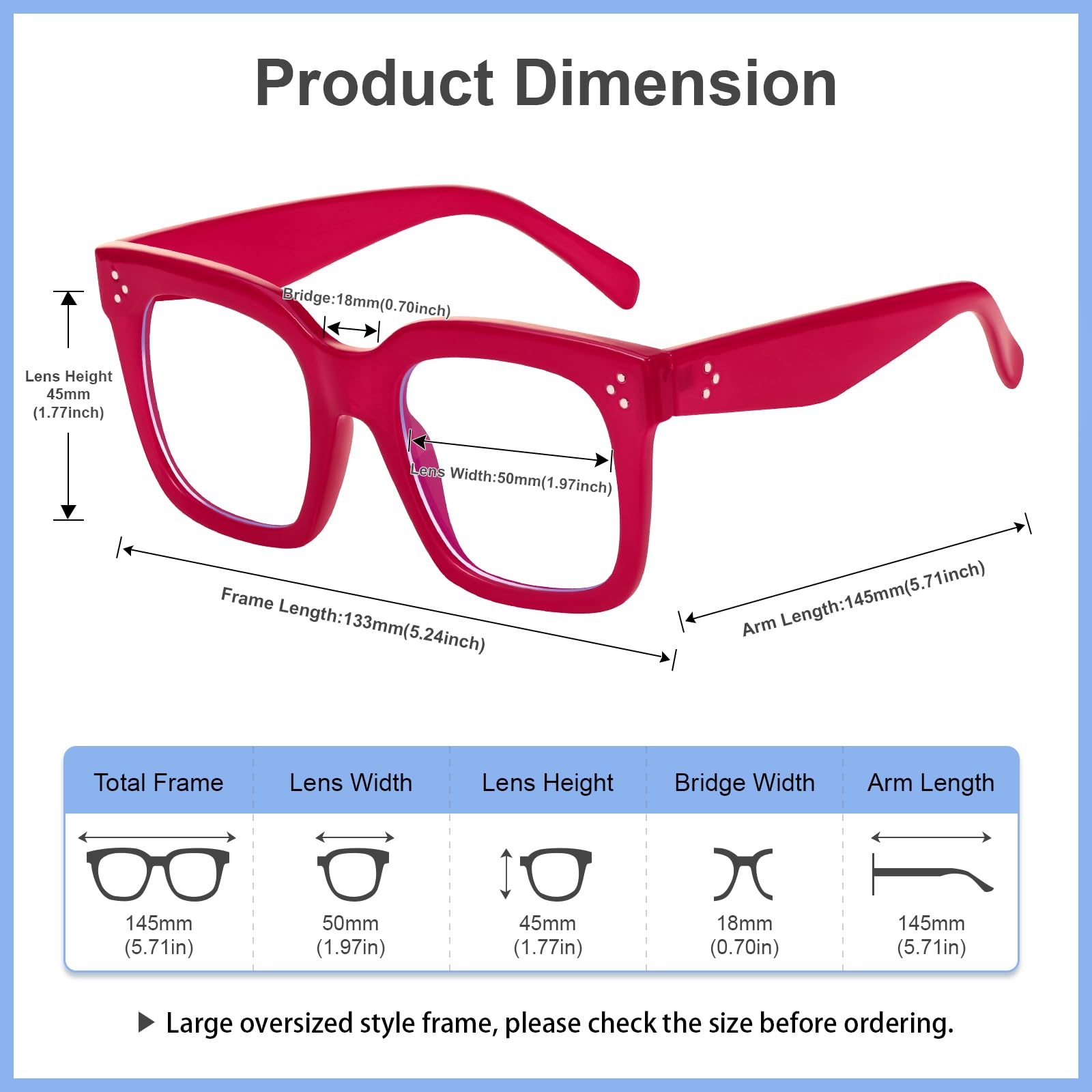 Opresized Lunettes de blocage de la lumière bleue pour homme et femme - Lunettes rétro carrées pour ordinateur et TV - Anti-fatigue oculaire