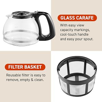 Elite Gourmet EHC4128 Automatic 4-Cup Drip Coffee Maker, Black | Glass carafe, Pause N Serve, reusable filter, On/Off switch, and Keep Warm with water level indicator