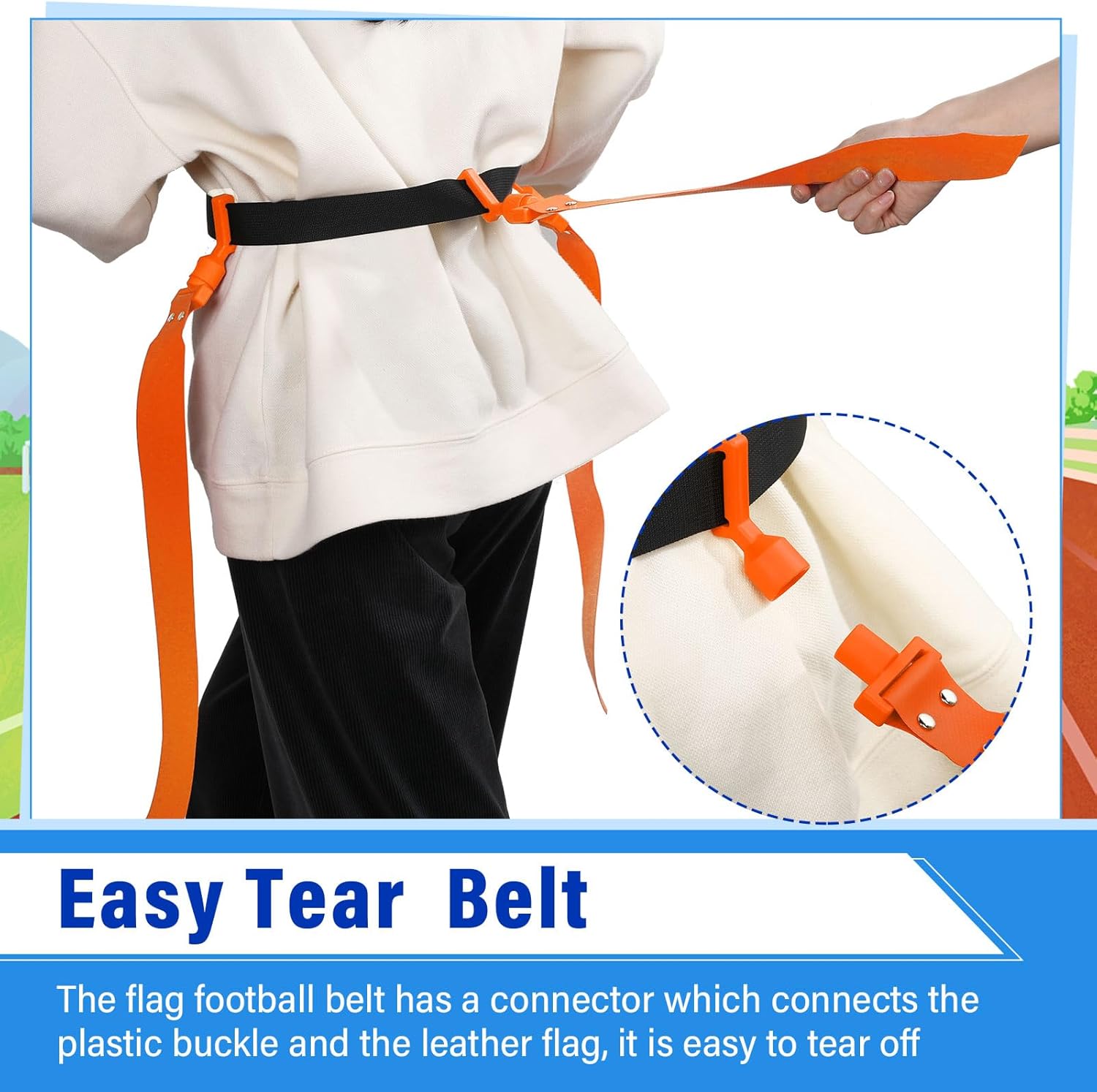 Hungdao 10/12 Players Flag Football Belts and Flags Adjustable Football Belts for Kids Teens Adults Team Training Sport Event - Image 5