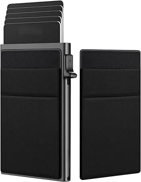 Slim Wallet for Men | Minimalist Mens Wallet with Pop up Card Holder, RFID Blocking | Money Pocket Wallets for Stealth Wallet Gifts for Men, Dad, Husband, Boyfriend | Available in Black
