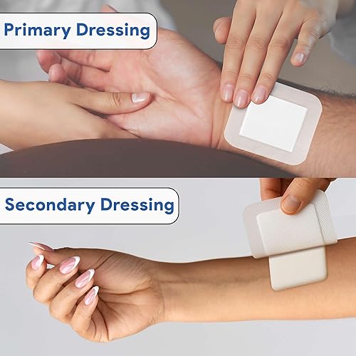 Miniatura 6 de Vendajes de gasa con bordes de 8 x 8 para heridas con borde de isla, almohadillas de gasa adhesivas, cinta hipoalergénica, bueno para pieles