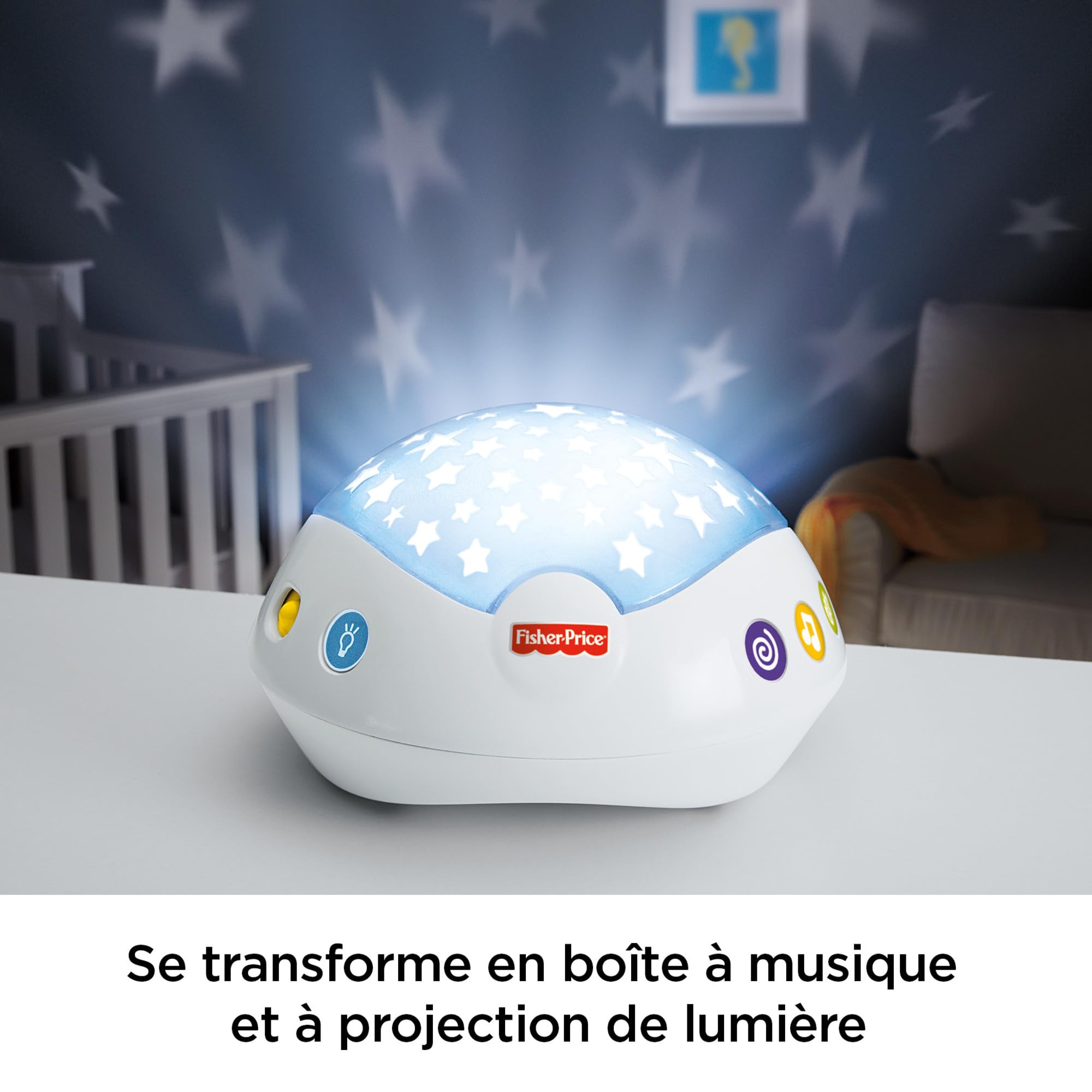 Fisher-Price - Mobile Doux Rêves Papillon - Veilleuse avec Projection de Lumière - 3 Peluches, 3 Modes Audio - Adapté aux Bébés - Cadeau de 0 à 5 Mois, CDN41