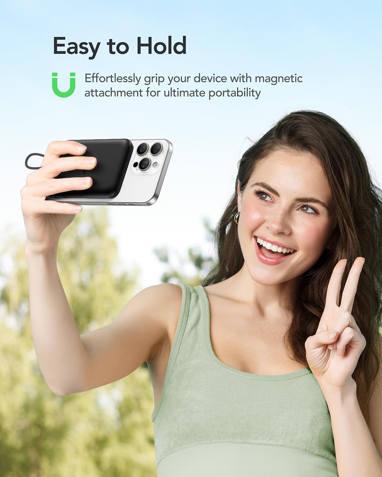 Charmast Power Bank 10000mAh con Cavi Integrati Leggero Powerbank PD 20W Ricarica Rapida USB C Caricatore Portatile Antiscivolo con LED Display per iPhone Huawei Watch