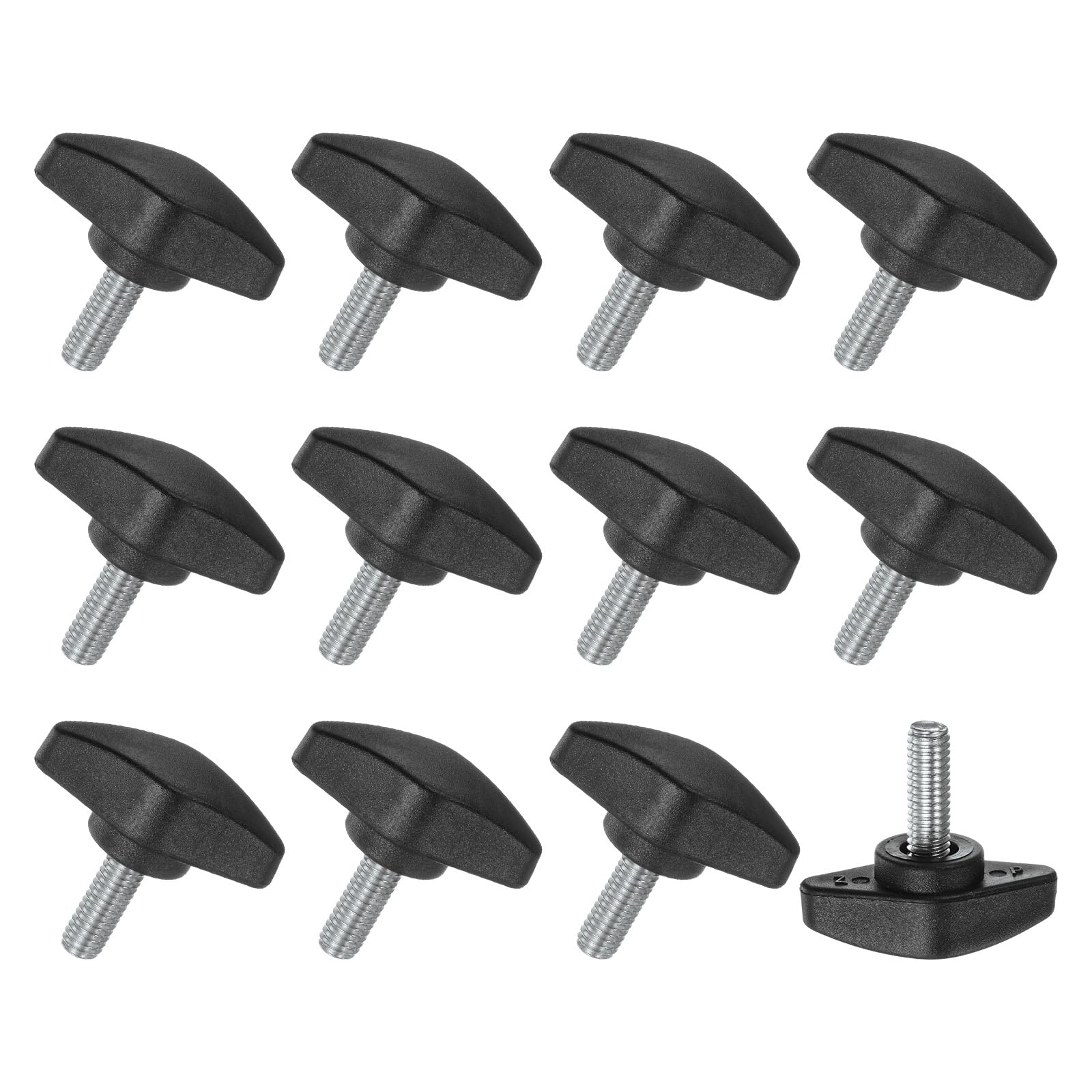 M METERXITY 12-Pack Thumb Screws, M6x16mm Tee Wing Knobs, Plastic T Handles Clamping Knob for Woodworking/Machinery/Equipment