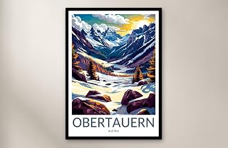 Obertauern Travel Poster Wall Art Print – Vintage-Style Austria Ski Resort Poster for Home Décor, Framed or Unframed Gift