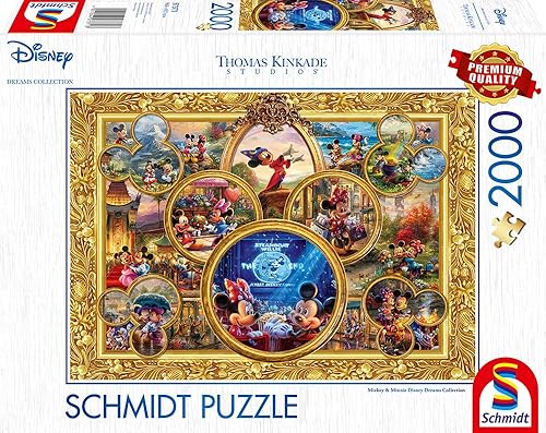 Miniatura 4 de Schmidt Spiele 57371 Thomas Kinkade, Disney, Mickey & Minnie, Dream Collage 2, rompecabezas de 2000 piezas