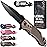 Legal Pocket Knife Coyote Tan - 2.95 Sharp Serrated Edge Blade - Multi Tool with Seatbelt Cutter, Glass Breaker & Clip - Cool Folding Knives for EDC Camping Fishing - Birthday Gifts for Men 6680 T