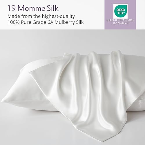 Miniatura 10 de Mulberry Park Funda de almohada 100% seda, 19 momme, seda de morera grado 6A, cierre de sobre profundo, verdeQueen (20 x 30 pulgadas)