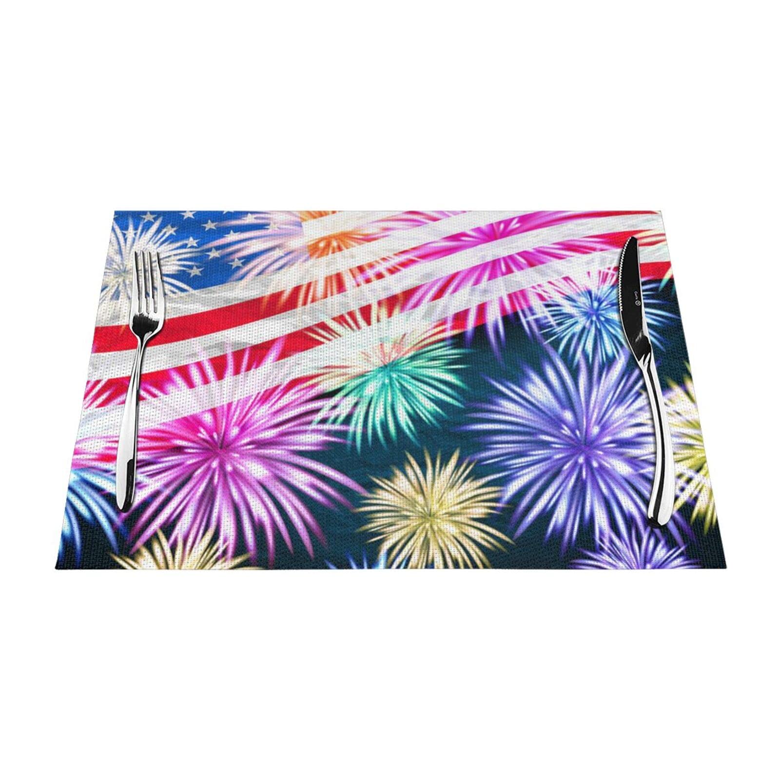 Sets de table résistants à la chaleur motif drapeau américain 4 juillet lavables