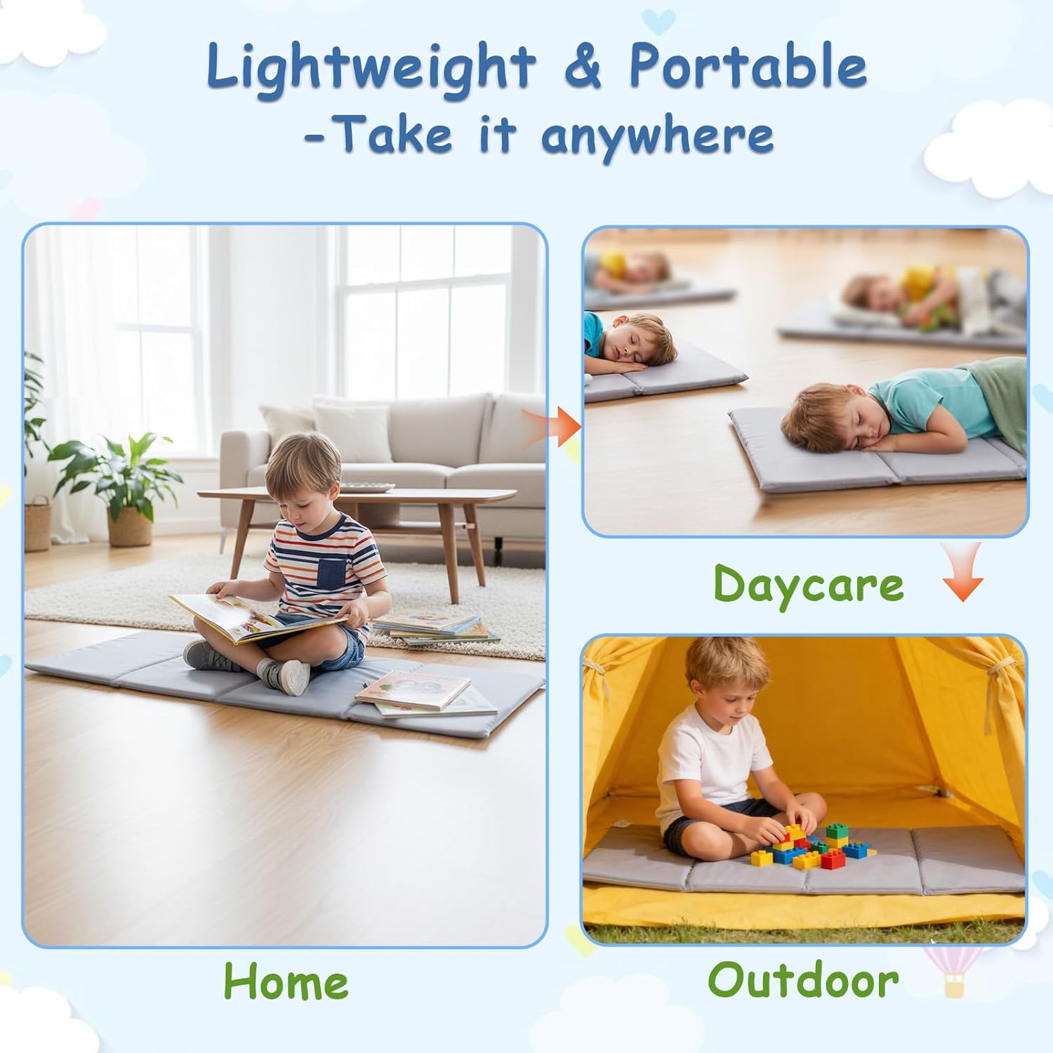 Tiita Kids Nap Mat, Foldable Play Mat, Sleeping Pad