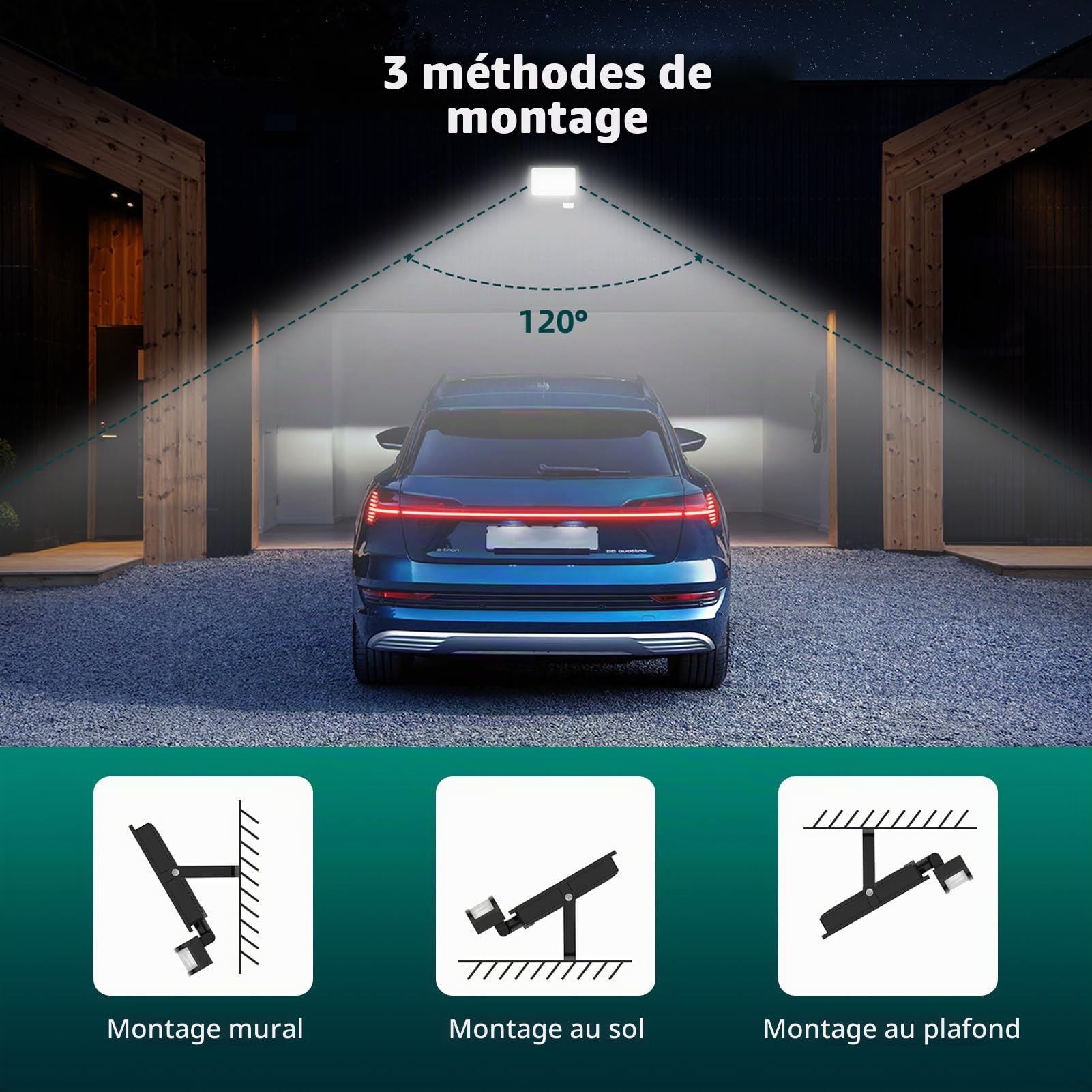 Viugreum Projecteur LED 150W 2 Packs Avec Détecteur de Mouvement et Télécommande - 15000LM Blanc Froid 6500K Dimmable, Étanche IP65 Avec Minuterie pour Jardin Garage