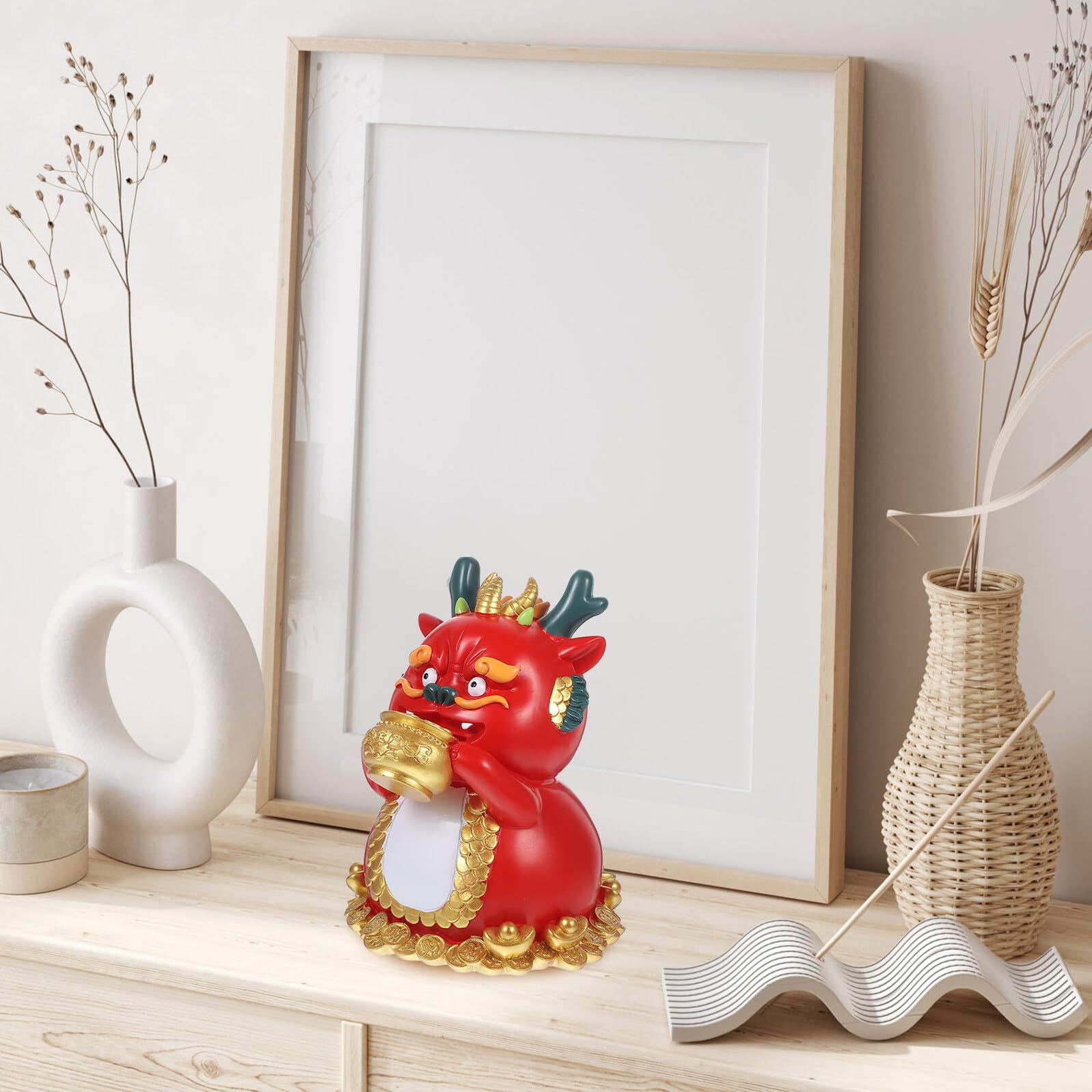 NOLITOY Drachen Sparschwein aus Kunstharz Chinesisches Tierkreiszeichen-spardose Münzbehälter Dekoratives Accessoire für Neujahrsgeschenke