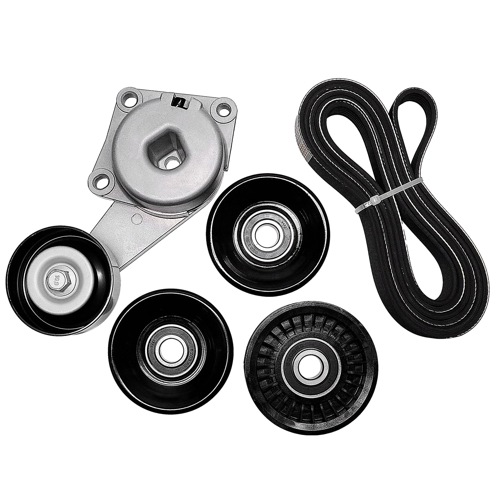 Serpentine Belt Drive Component Kit with Belt Tensioner &amp; Idler Pulleys, Fit Ford Expedition 2009-2014, Explorer 2006-2010, F-150/F-250/F-350 2005-2006, Lincoln Navigator 2010-2014, Replaces 90K38274A