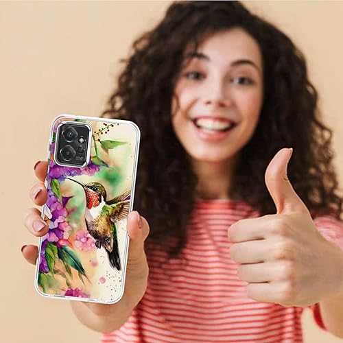 Miniatura 6 de Funda transparente para Motorola Moto G Power 5G 2023 con patrón de colibrí de acuarela para mujeres y hombres, doble capa híbrida de TPU suave TPU