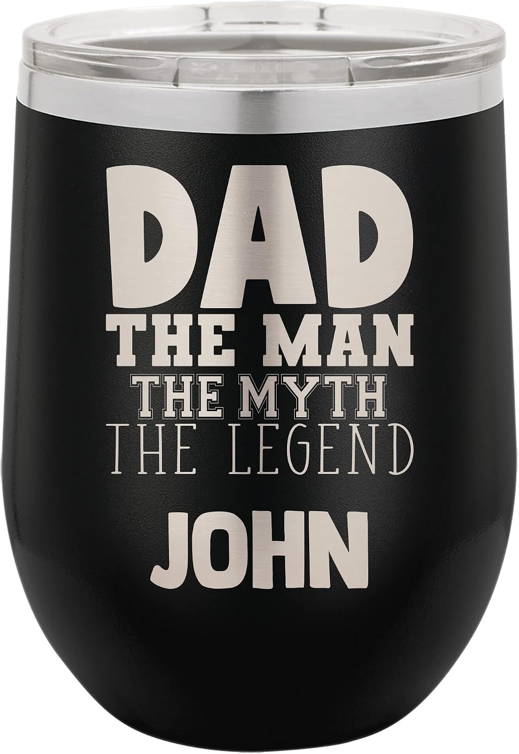 Customized Father’s Day 12 oz Wine Glass Gift, Grandpa Wine Cup, Husband and Wife, Monogram, Granddad, World’s Greatest, Dad Travel Mug, Laser Engraved, Vacuum Insulated, Stainless Steel, Includes Lid