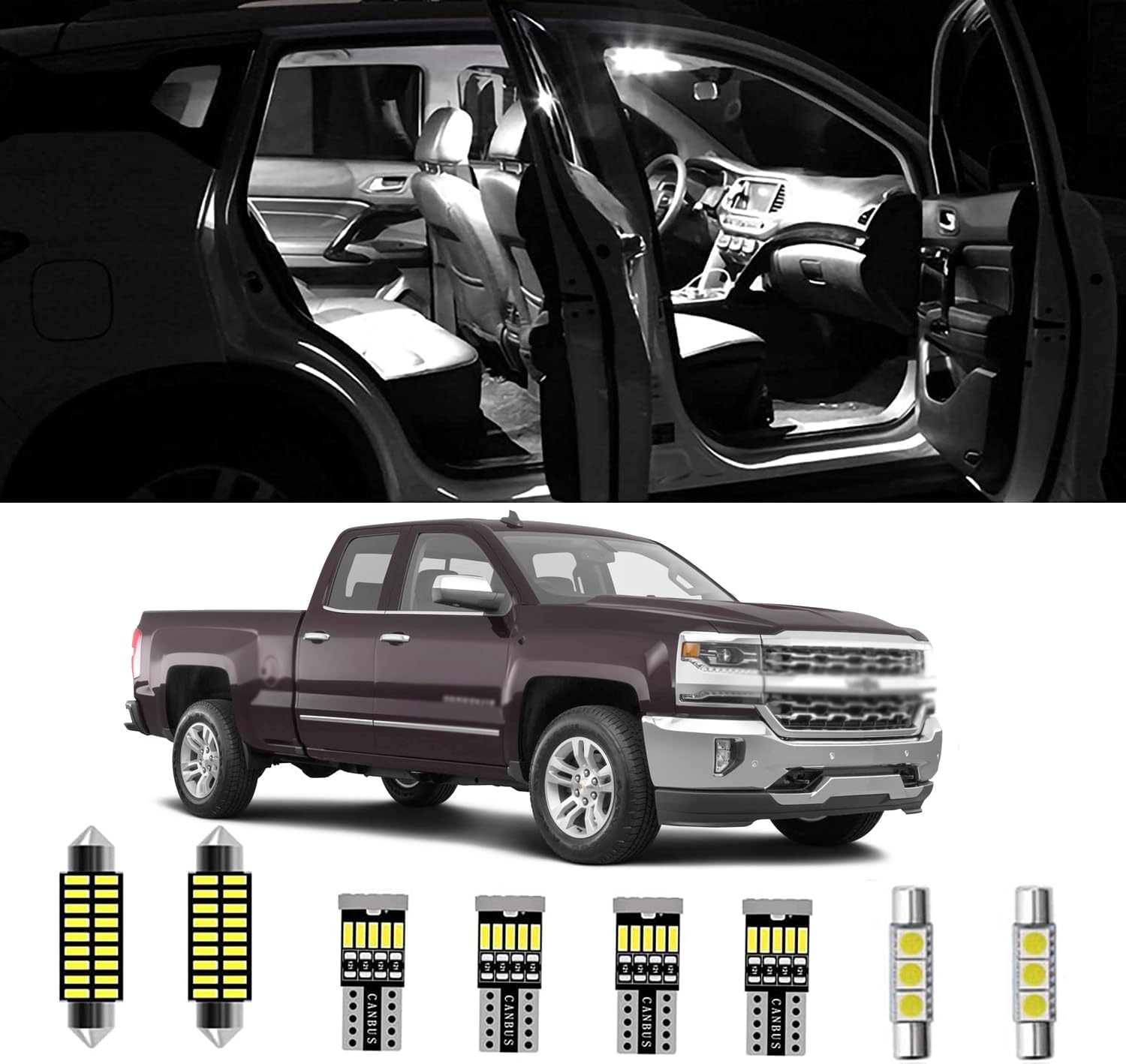 AWALITED 21pcs GMC Yukon Interior Lights Kit Super Bright Map Dome Light Bulbs Replacement for 2000-2006 GMC Yukon all models