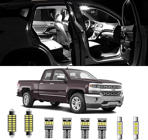 AWALITED Kit de 12 luces LED interiores Chevy Silverado superbrillantes, repuesto para Chevy Silverado 2007, 2008, 2009, 2010, 2011, 2012, 2013,