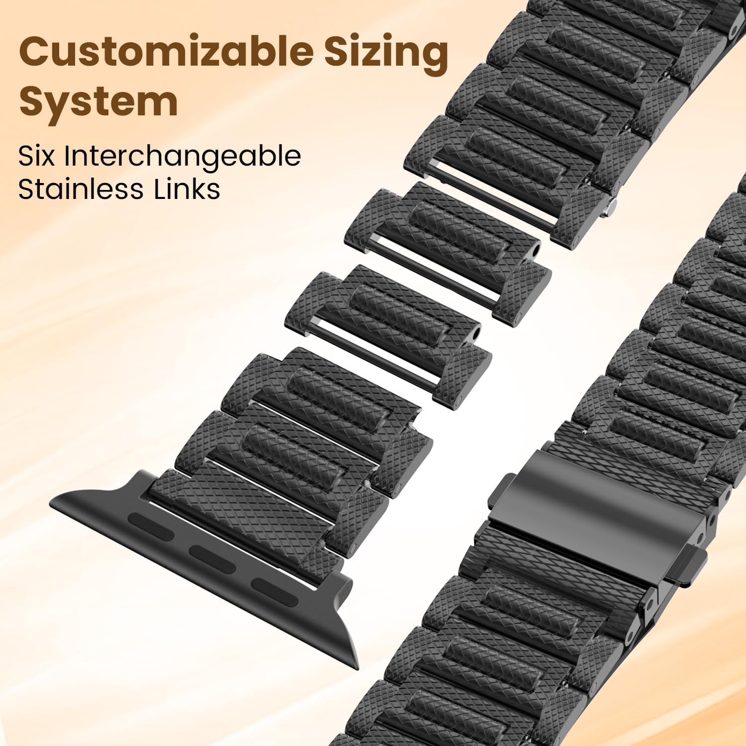Adjustable Stainless Steel Band with Metal Rollers No Tool Quick Release Compatible with Apple Watch 38mm 40mm 41mm 42mm(Series 10/11) iWatch Wrist Straps for Series 11 SE 3 4 5 6 7 8 9 10