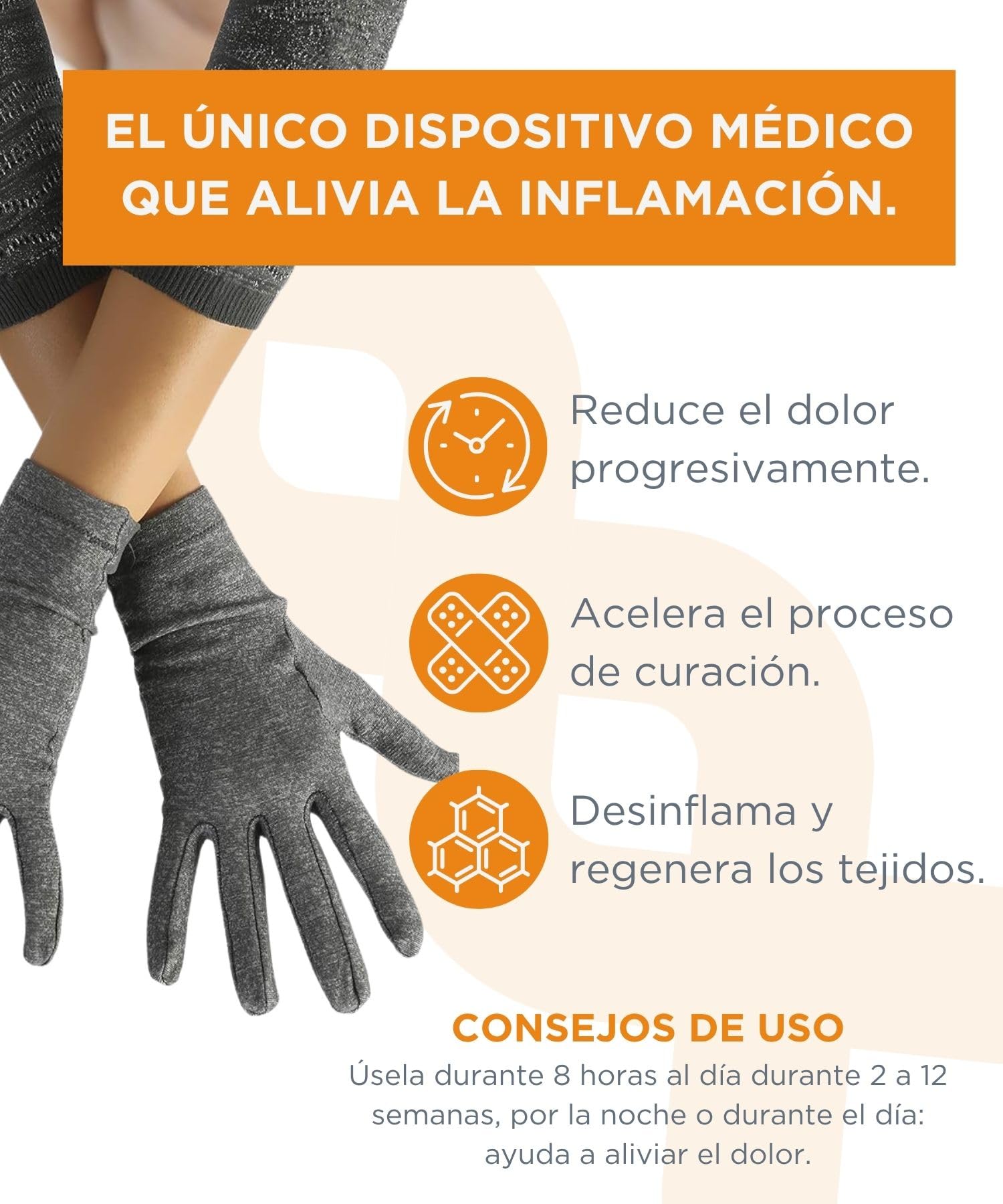 Spikenergy Guantes Artrosis Manos Mujer Hombre Electro Magnetoterapia - Guantes Artritis, Usados Como Muñequera Tunel Carpiano, Dispositivo Médico Deducible - Made in Italy