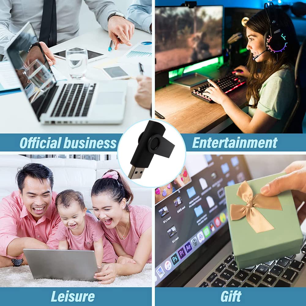 Pamięć flash USB, 2 GB, pendrive z adapterem OTG i type-C/USB C (czarny)