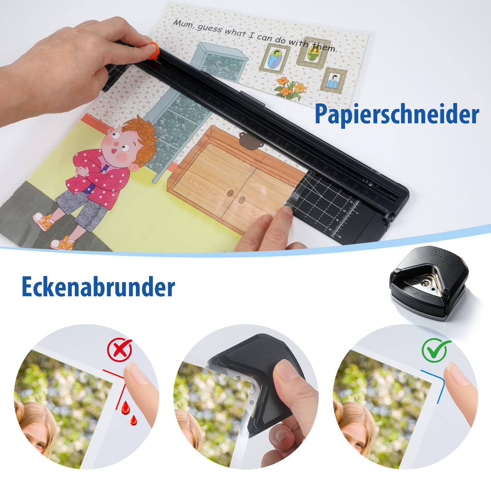 Laminadora A4, laminación en caliente y frío 4 en 1 para A4/A5/A6, laminadora con 15 láminas de laminación, cortador de papel y redondeador de esquinas, función ABS, antiatascos, 80-125 micras