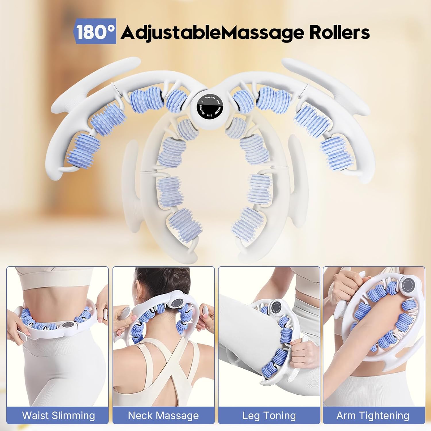 Anti-Cellulite Massage Roller with Detachable Handles | Lymphatic Drainage Massager & Fascia Blaster for Legs, Thighs, Buttocks | Tool for Deep Tissue Pain Relief & Smoother, Contoured Skin (Blue) - Image 4