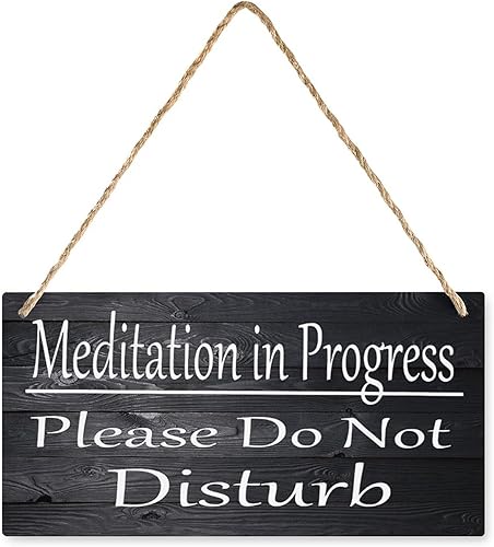 Letrero decorativo de madera con texto en inglés "Meditation In Progress Please Do Not Disturb", para decoración de pared, rústico, vintage, para