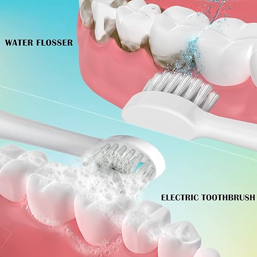 Miniatura 5 de Cabezales de cepillo de repuesto para cepillo de dientes Waterpick Sonic Fusion 2.0 con tapa, compacto, 3 cerdas suaves y 3 cerdas duras, color