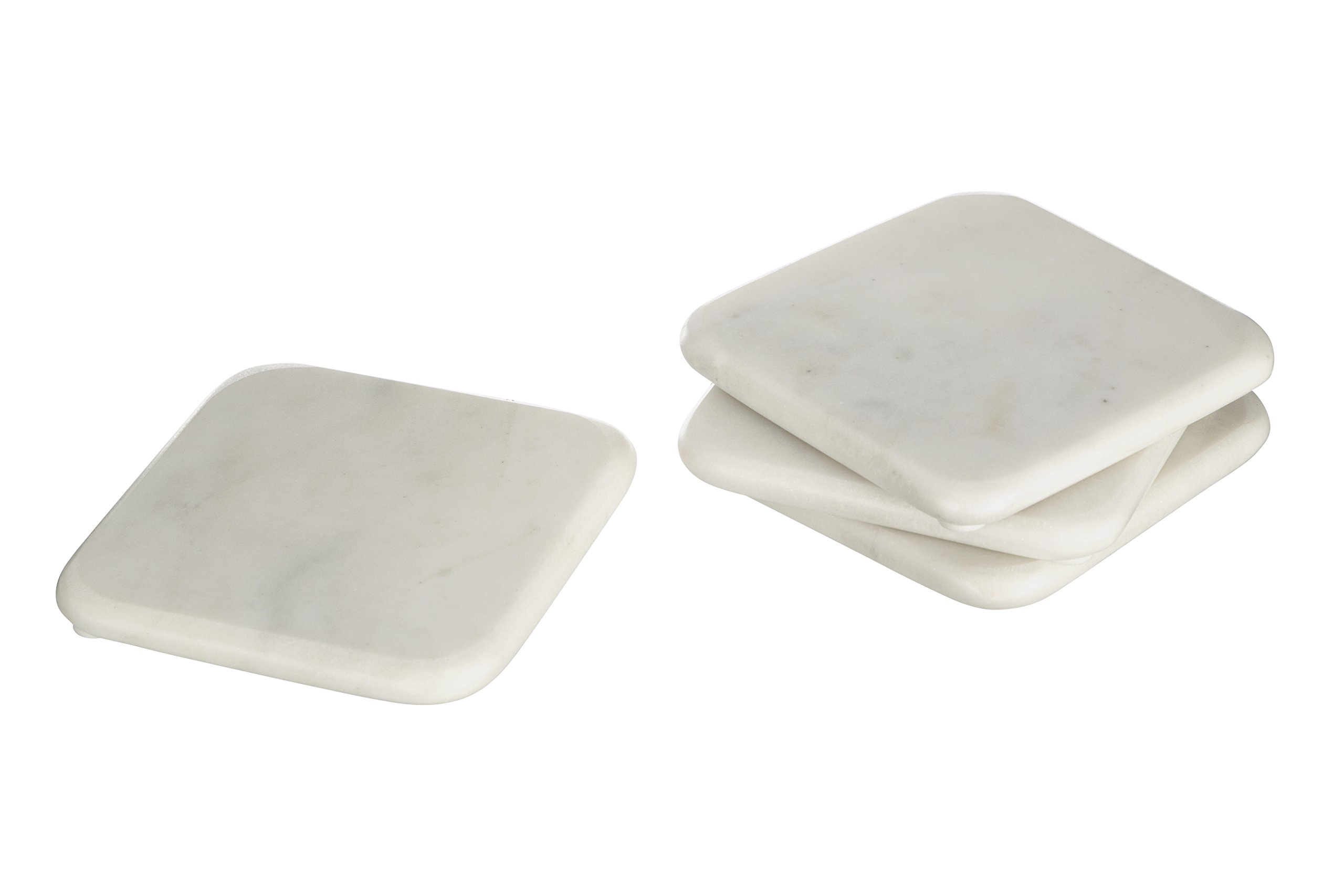 Orsina Elegant Set Of Four White Marble Square CoastersDurable Natural Stone Coasters from B&Q