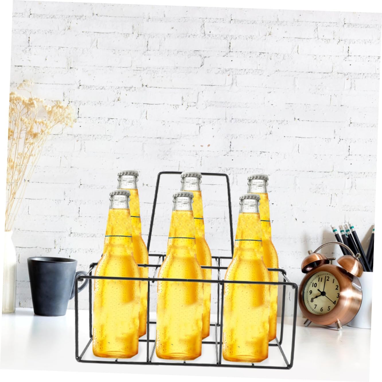 Ciieeo 6grids Iron Craft Beer Bottle Storage Basket Bottle Holder for Cabinet Wine Organizer