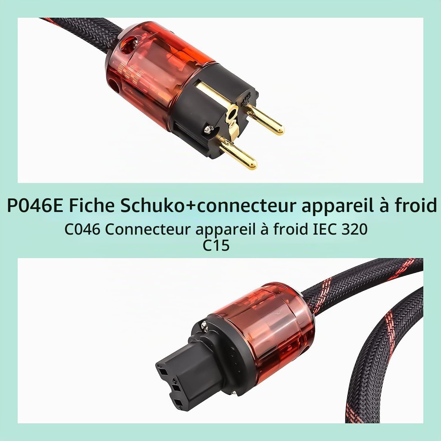 1x CâBle d'alimentation Hi-FI Haut De Gamme avec Prise EuropéEnne Schuko & Prise d'alimentation Froide pour DéCodeur DVD Audio Amplificateur Audiophile (1.5m)