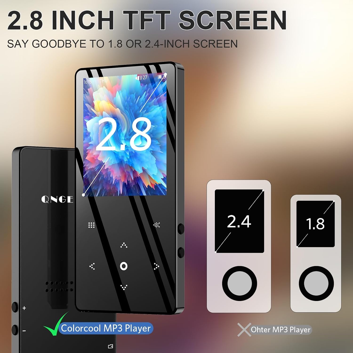 Bluetooth MP3 Player with 2.8" TFT Color Screen, Portable Music Audio Player, Built-in 32GB Memory, FM Radio Receiver, Support Video Playing, E-Book Function for Daily Use
