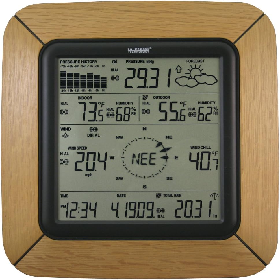 La Crosse Technology WS-2811OAK-IT Professional Weather Center with Solar Wind Sensor