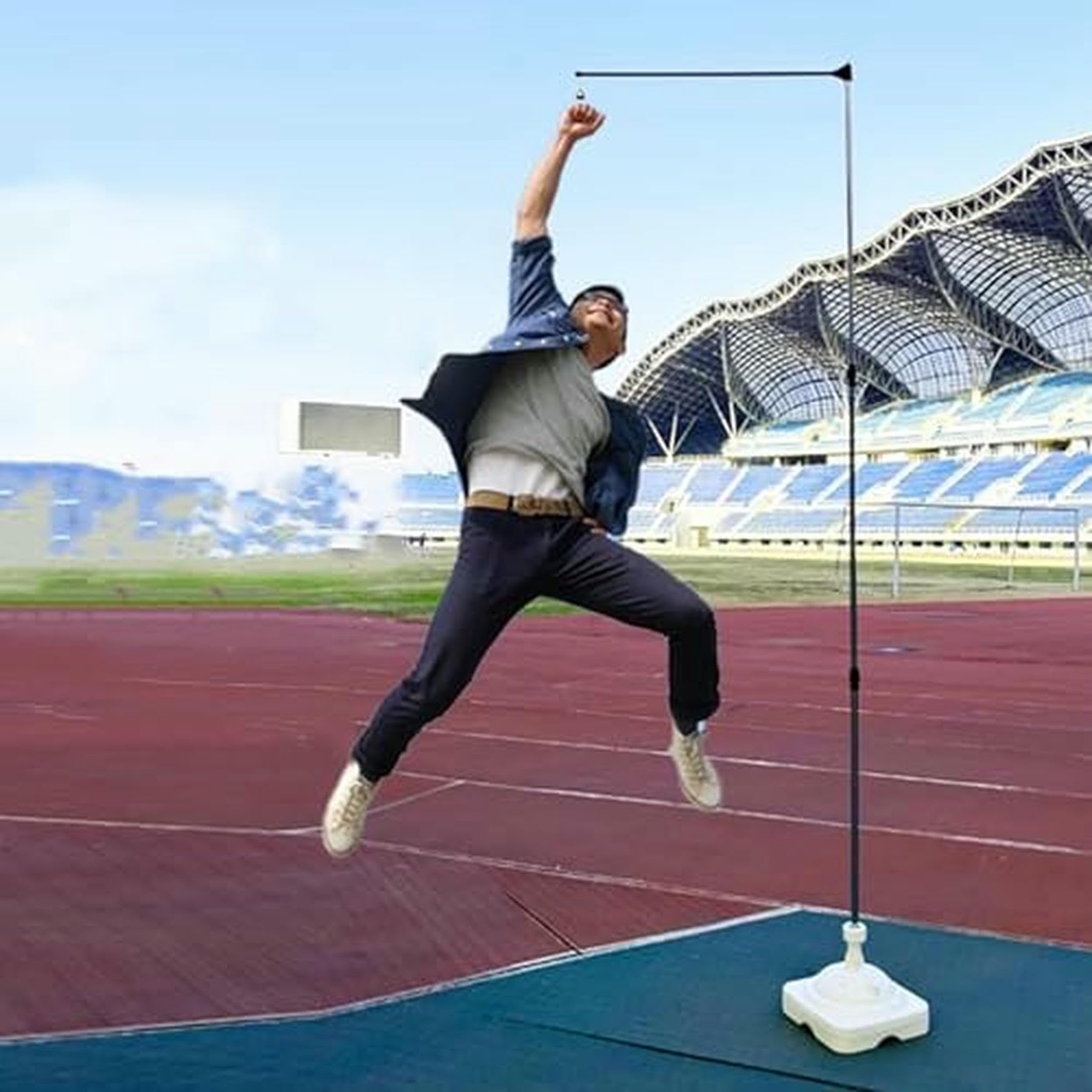 Polo de prueba de salto vertical con lamas flexibles para entrenar voleibol