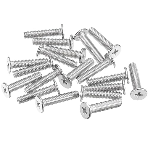 Miniatura 18 de uxcell M3-0.5 x 12 mm 20 piezas Tornillos de cabeza plana redonda 304 Acero inoxidable Phillips Drive Tornillos de máquina Hardware para conexión