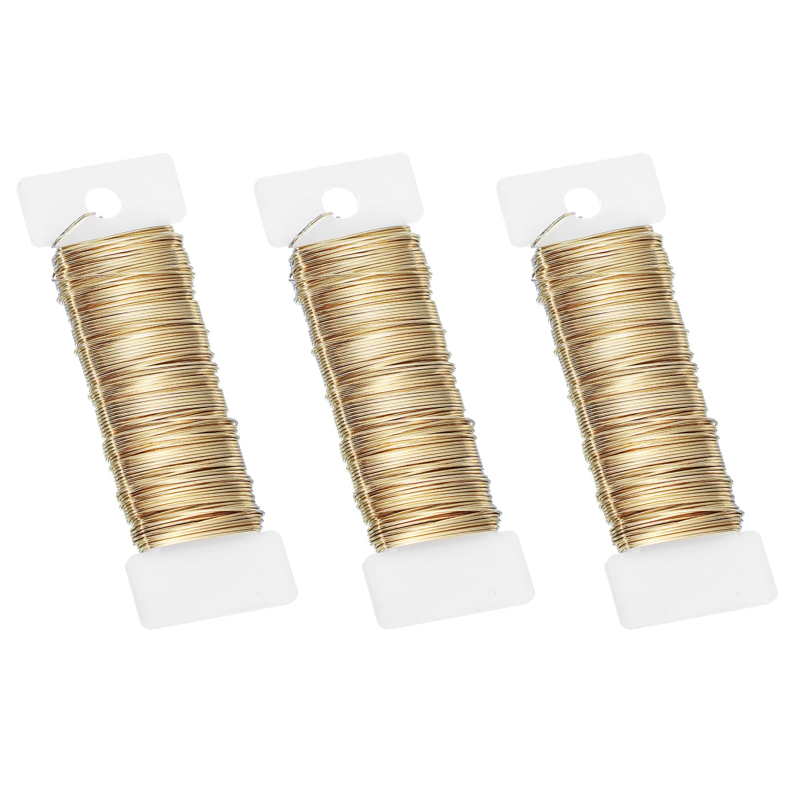 PATIKIL 20 Gauge Floral Flexible Paddle Wire, 115 Yard (345 Feet) Florist Wreath Wire for Crafts Flower Arrangement, Gold 3 Rolls