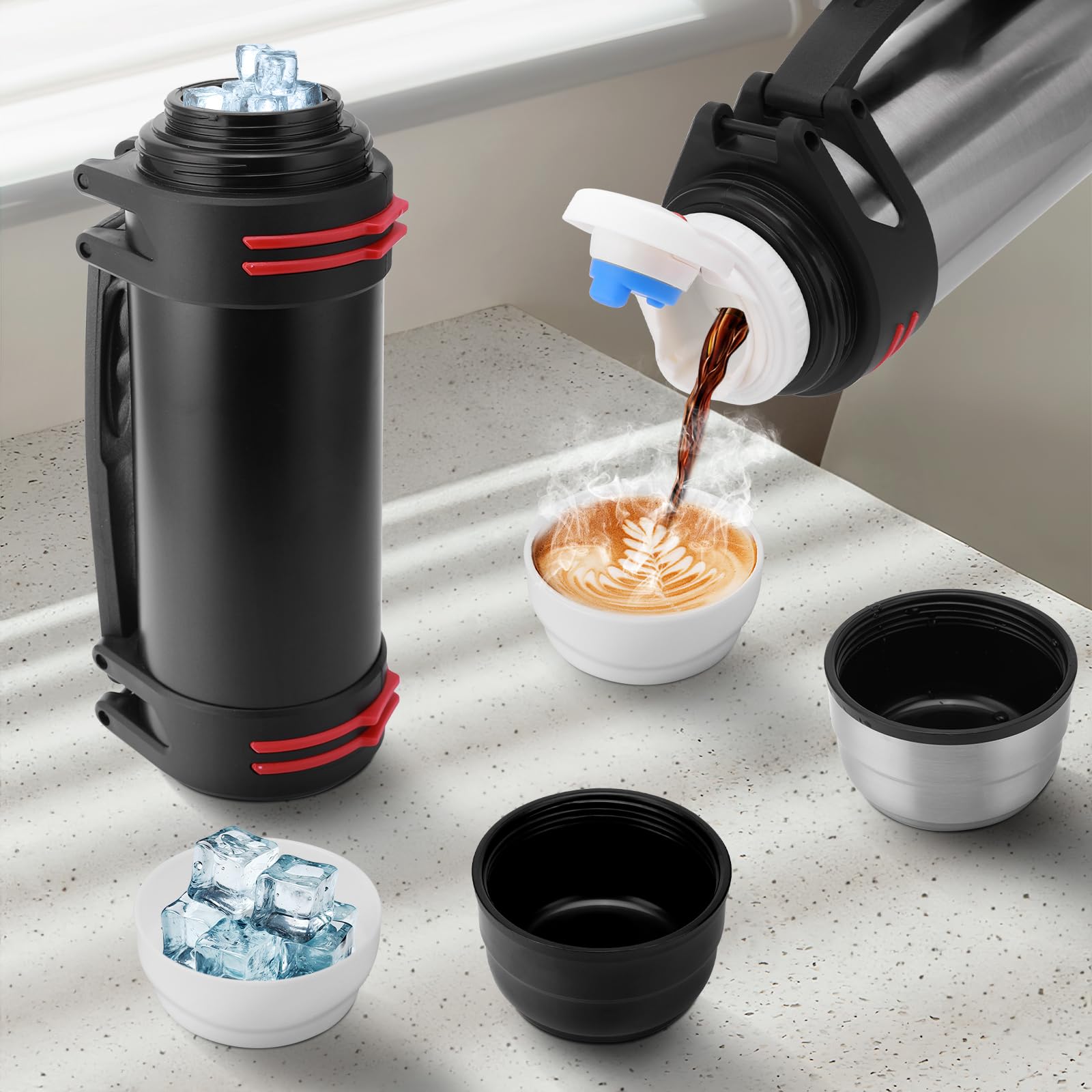Thermos Flask, 1.6L Stainless Steel Vacuum Flask with Double