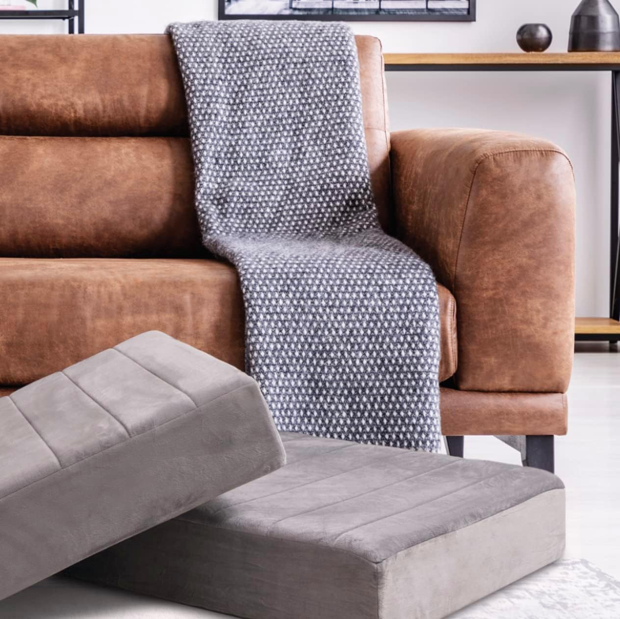 Milliard Memory Foam Floor Pillow, 22" Decorative Square Floor Cushion with Soft Grey Washable Velour Ribbed Cover : Home & Kitchen