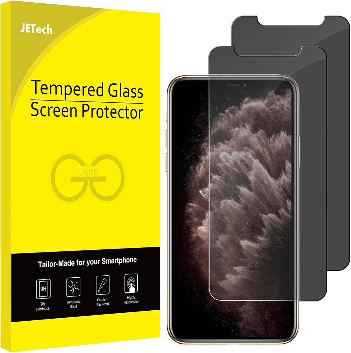 JETech Privacy Screen Protector for iPhone 11 Pro/Xs/X, 2-Pack