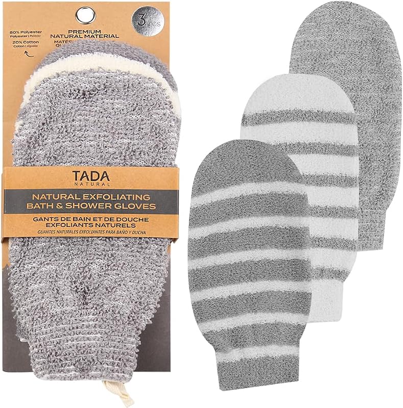 TADA BEAUTY Luvas Esfoliantes para Banho, 3 Unidades na cor Light Gray